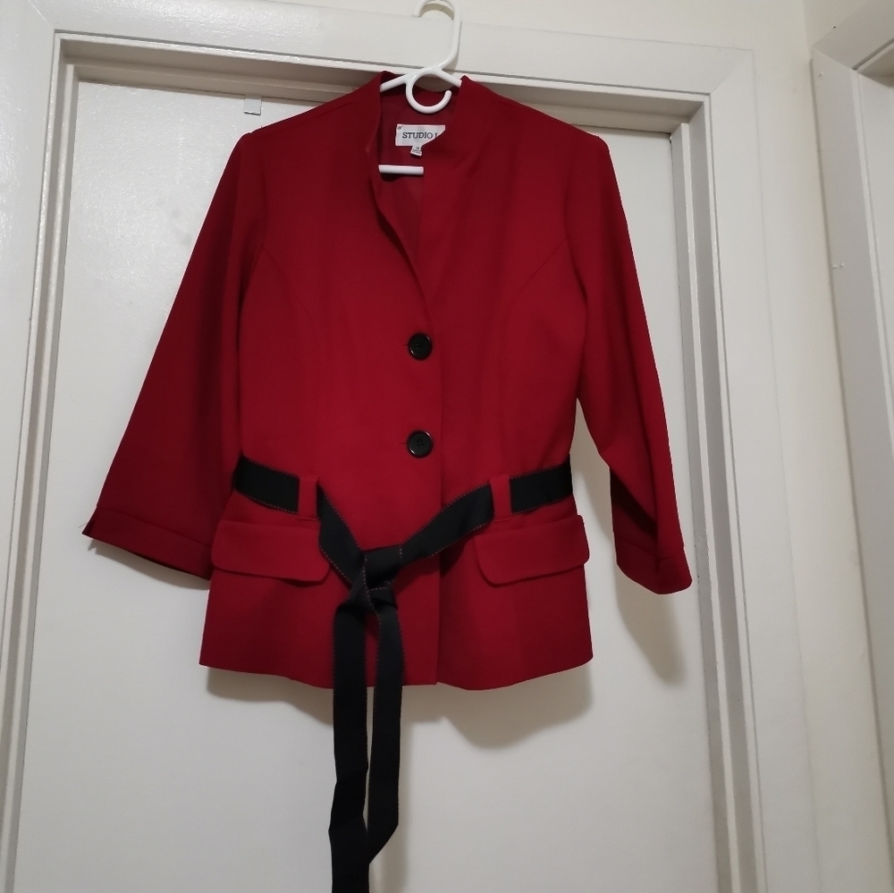 Studio I Blazer Jacket 3/4 Sleeves Front Buttons Closure Top